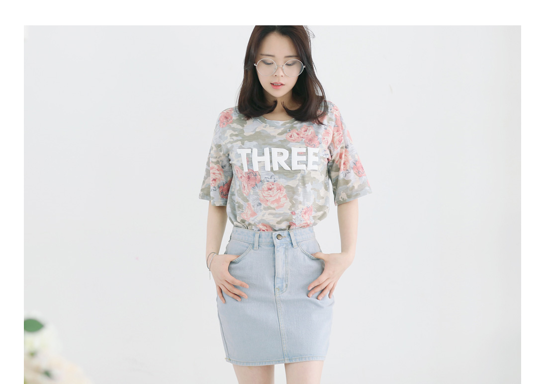 rose camo cropped T|