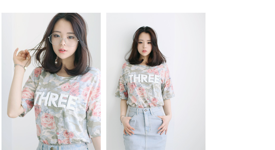 rose camo cropped T|