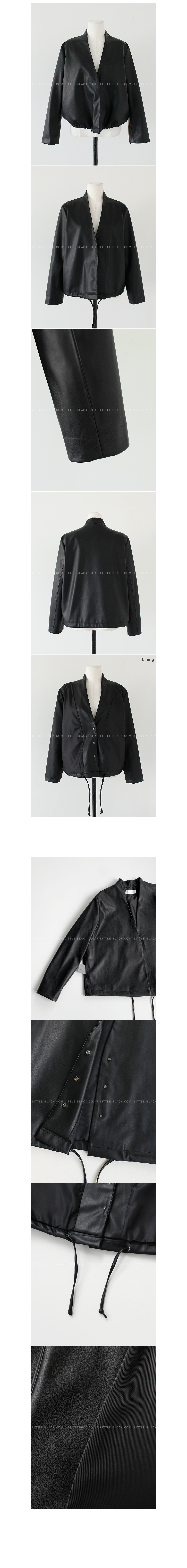Collarless Faux Leather Jacket|