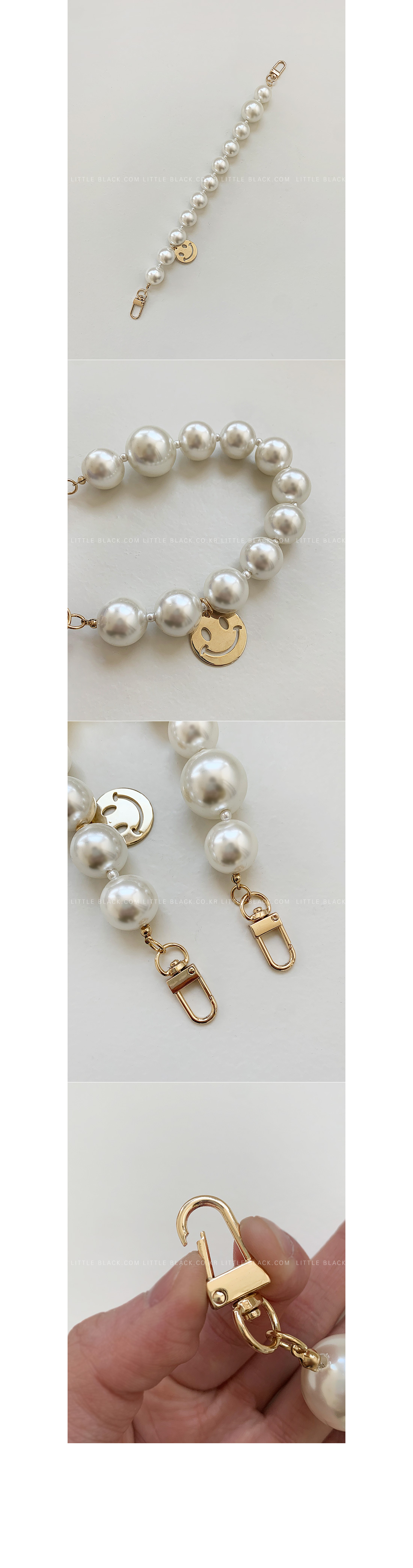 Smiley Accent Faux Pearl Phone Strap|