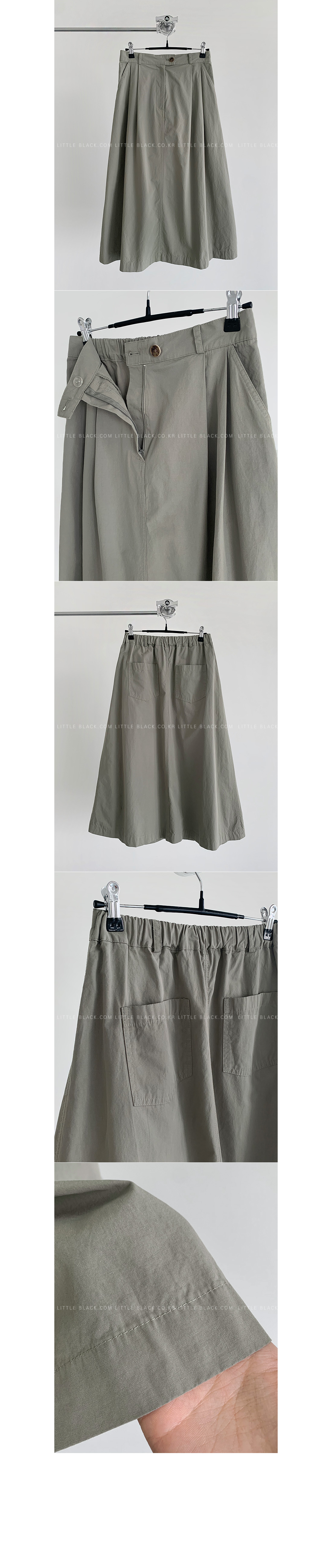 Elasticated Back Cotton Blend Skirt|
