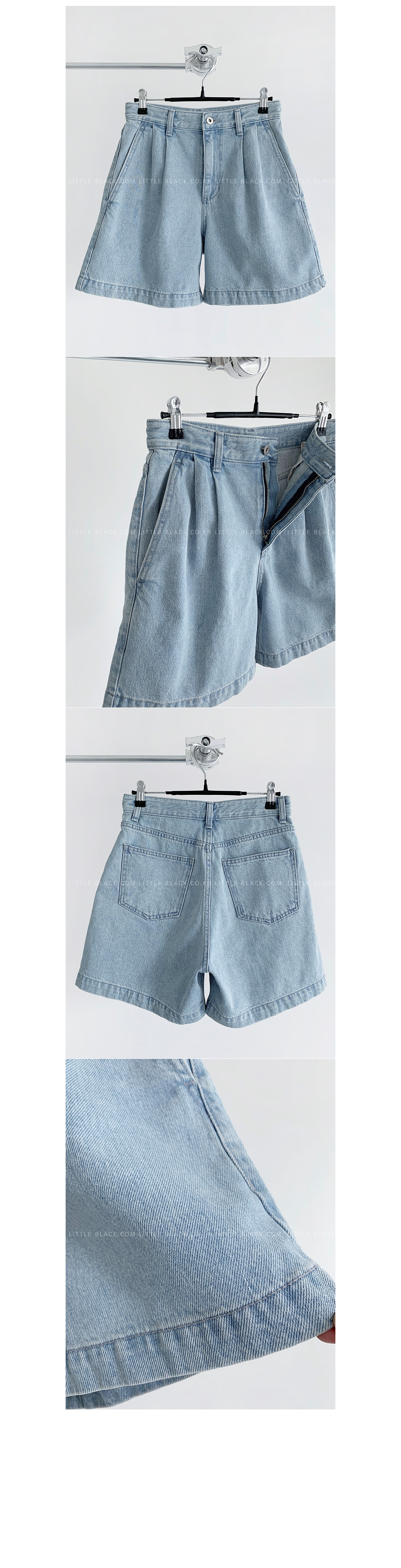 Pleated Front Denim Shorts|